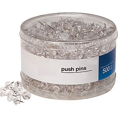 1InTheOffice Push Pins, Assorted Colors, 500 Pieces (Clear)