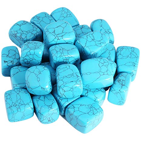 rockcloud 1 lb Tumbled Polished Stones Gemstone Supplies for Wicca,Reiki,Healing Crystal,Blue Howlite Turquoise