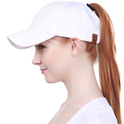 KBETHOS Ponytail Messy High Bun Hat Ponycaps Adjustable Cotton and Mesh Trucker Baseball Cap