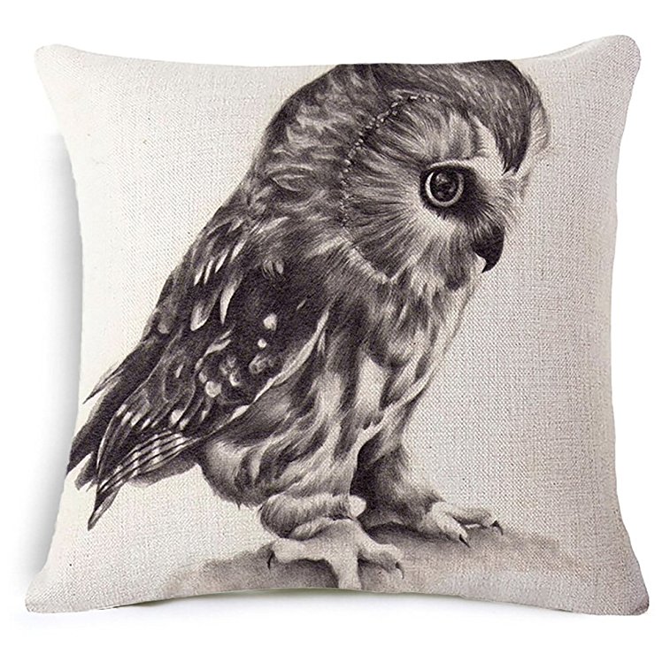 YouYee Decorative Linen Cotton Throw Pillow Case Cushion Covers Eagle Hawk Owl Series