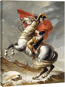 Wieco Art Napoleon Crossing The Alps of Jacques-Louis David Oil Paintings Reproduction Abstract HD Prints Wall Decor Classic Artwork for Home & Office Decoration