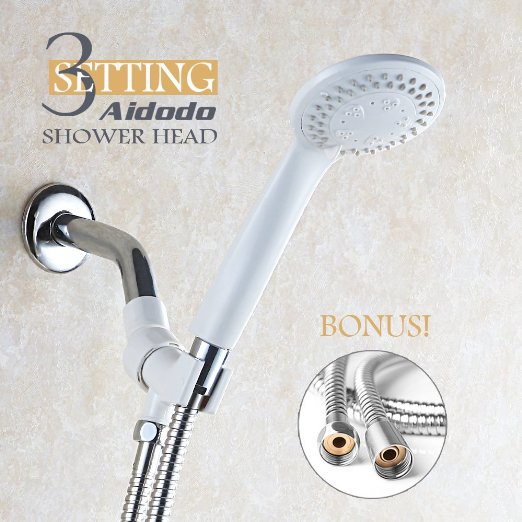 Shower Head Aoleca 3 Settings Showerhead With Shower Hose Luxurious Spray High Pressure Built with Durable Material for Home and Hotel White Color