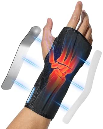 Carpal Tunnel Wrist Brace Night Support with Splints and Removable Resting Pad, Adjustable Wrist Support Wrap for Sleeping Tendonitis Arthritis Sprained Wrist, Carpal Tunnel Brace Both Hands