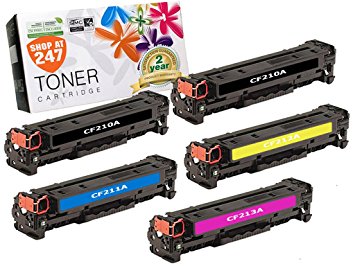 HP 131A CF210A Black,CF211A Cyan,CF212A Yellow,CF213A Magenta Compatible Toner Cartridges Replacement for Hewlett-Packard LaserJet Pro 200 color printer MFP M251nw,M251n,M276nw,M276n (5-pc Value Pack)