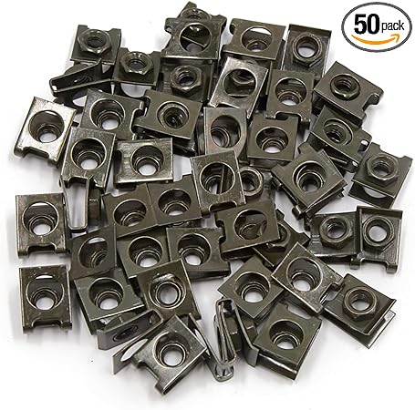 uxcell 50 Pcs Dark Green Universal Metal M6x1.0 U Nuts Fairing Clip Speed Fastener Replacement for Motorcycle