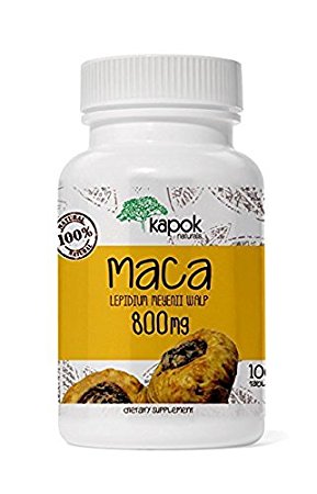 Kapok Naturals Maca Root. 800mg Organic Maca Root Pills, Peruvian Maca Root Capsules for Endurance Energy Stress Fatigue Libido, Maca Vitamins from Raw Maca Root Powder.
