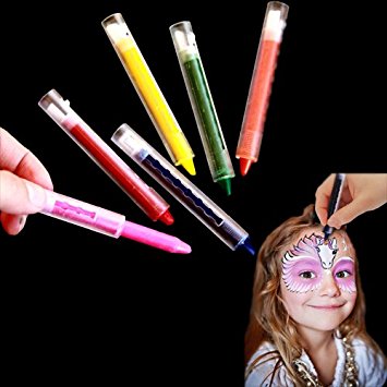 Dazzling Toys Colored Face Paint Crayon Sticks - Pack of 12 - Great for Halloween, Parties, and Sports Events