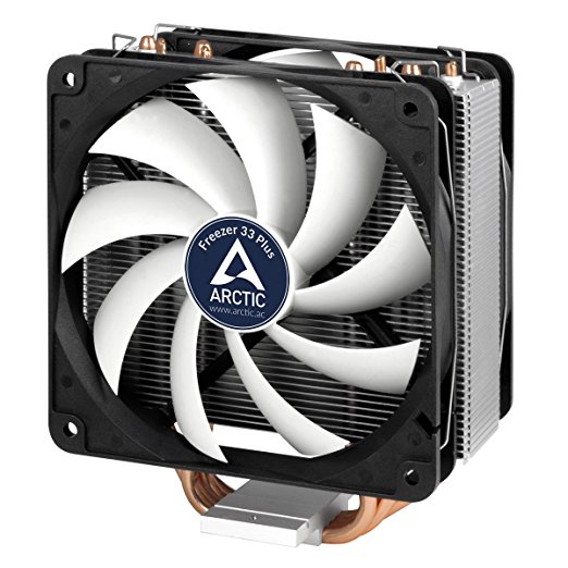 Arctic Freezer 33 Plus – Semi passive Tower CPU cooler for Intel 115X/2011-3 and AMD AM4 with 120 mm PWM Fan, Silent high performance cooler – Grey/Black