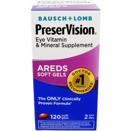 Bausch and Lomb PreserVision Eye Vitamin and Mineral Supplement 120-Count Soft Gels