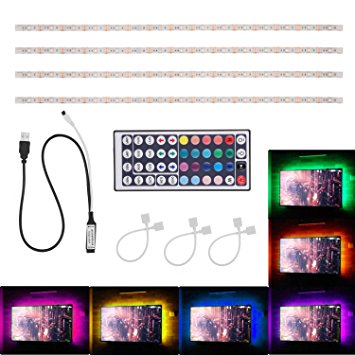 Guaiboshi Backlight Strips Kits for 24''-60'' TV with 5050 RGB Remote Control, Ambient Lighting for HDTV, Desktop PC, White Surface