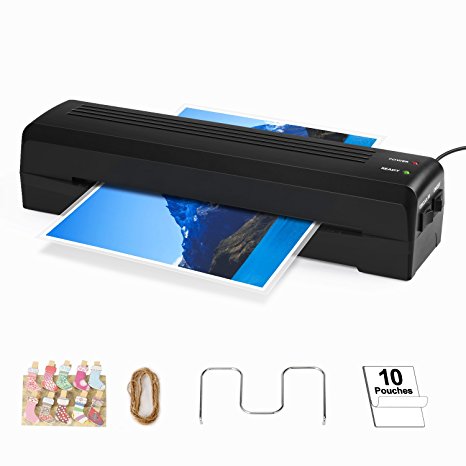 Laminator TOQIBO Laminator A4 Laminating Machine 2 rollers with 250mm/min Quick Warm-up Laminating Speed, 240mm A4 Max Width for Document/Photo/Hand Card [ 10 Photo Peg Clip/ 10 laminating pouches]