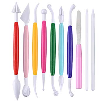 G.S YOZOH Clay Tools Plastic Ceramic Pottery Tool Kit for Shaping and Sculpting (Random Colors) 10 Pieces