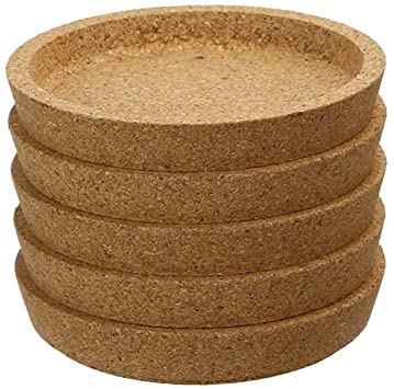 Hemoton Natural Cork Round Coasters – Set of 5 - Absorbent,Eco-Friendly,Heat Resistant-Reusable Saucers for Coffee Mug,Tea Cup,Cold Drinks Wine Glasses