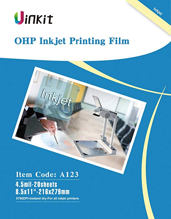 OHP Film Overhead Projector Film - 8.5x11" For Inkjet Printer only Transparency Film 20 Sheets Uinkit