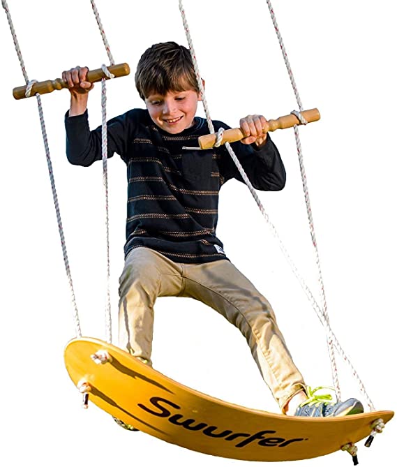 Swurfer - the Original Stand Up Surfing Swing - Curved Maple Wood Board To Easily Surf The Air