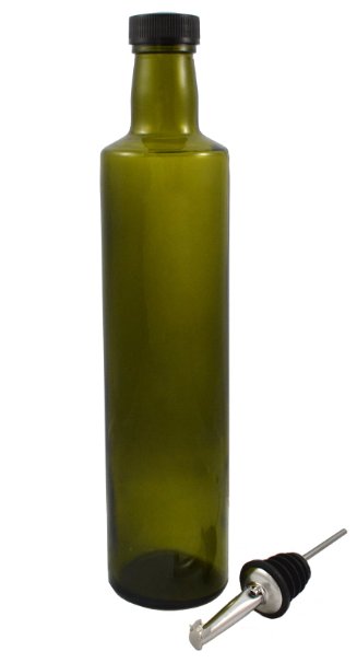 Olive Oil Dispenser 500ml Round Bottle Screw Cap and Pourer with Top Flap