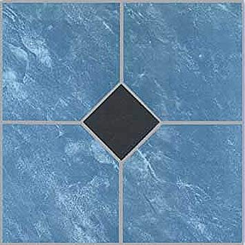 12" x 12" Vinyl Tile in Blue Marble / Black Diamond Quantity: 20 Pieces