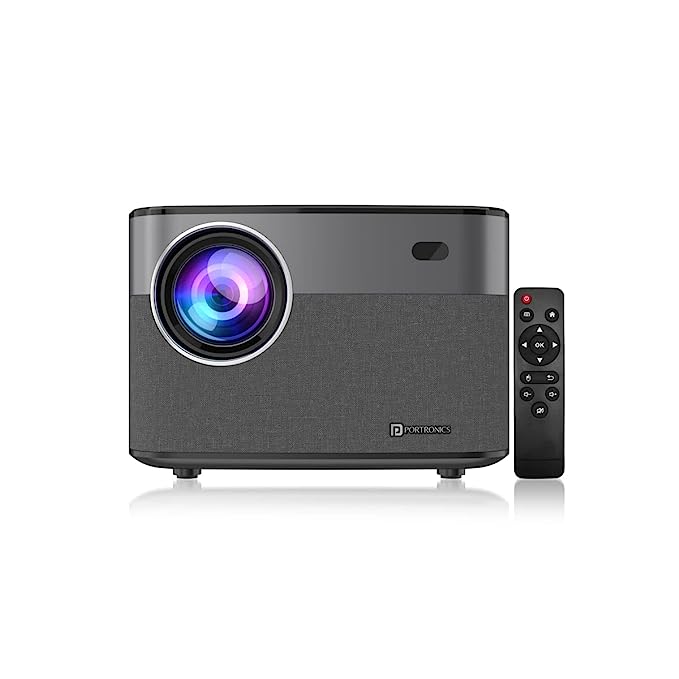 Portronics Beem 300 Wi-Fi Multimedia LED Projector with 250 Lumens, Built-in Speaker, Screen Mirroring, 2.4Ghz Wi-Fi Connectivity for Home, Cinema, Education, Office (Black)