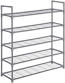 SONGMICS 5-Tier Shoe Rack, Metal Shoe Shelf, Storage Organizer Holds up to 25 Pairs Shoes, for Living Room, Entryway, Hallway and Cloakroom, 36 x 11.2 x 37.8 Inches, Gray ULSM05GY