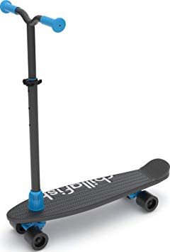 Chillafish Skatieskootie, Customizable Training Skateboard with Detachable Stability Handle for A Lean to Steer Scooter, Multiple Deck & Fin Color Options, Black Mix