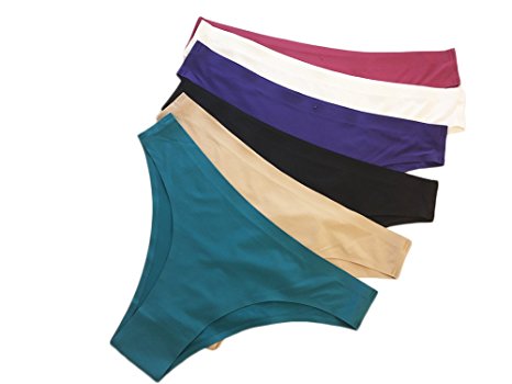 Nabtos Tag less Seamless Underwear Panties for Women invisible Bikini Half Back Coverage Pack of 6