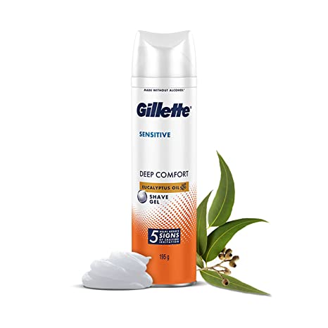 Gillette Sensitive Shaving Gel, Deep Comfort With Eucalyptus Oil| 0% Parabene|200ML