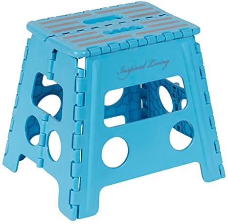 Inspired Living Folding Step Stool Heavy Duty STEPSTOOLS, 13" High, Baby Blue