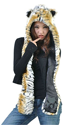 Tiger Anime Faux Animal Hood Hoods Mittens Gloves Scarf Spirit Paws Ears