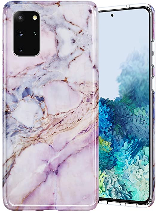 Caka Case for Galaxy S20 Plus Marble Case Slim Soft Flexible Protective Shockproof Fashion Luxury for Women Girls Pink Marble Phone Case for Galaxy S20 Plus 5G (Pink)