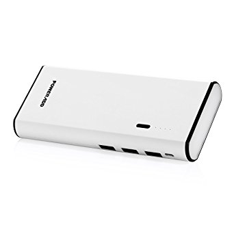 Portable Charger Poweradd 10000mAh External Battery Power Bank with 3 Smart USB Outputs and Flashlight for iPhone SE 6 6S Plus 5S, iPad, Samsung Galaxy, Smartphones and Tablets - White