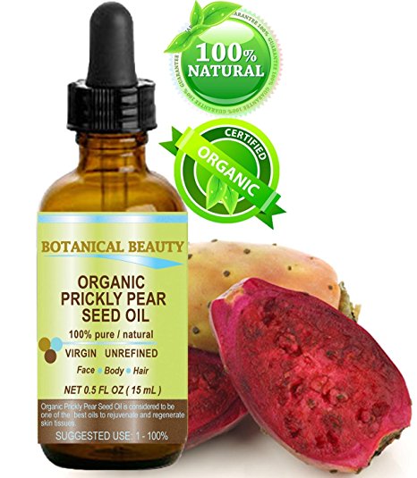 PRICKLY PEAR CACTUS SEED OIL ORGANIC. 100% Pure / Natural / Undiluted / Virgin / Unrefined Cold Pressed Carrier oil. 0.5 Fl.oz.- 15 ml. For Skin, Hair, Lip and Nail Care.