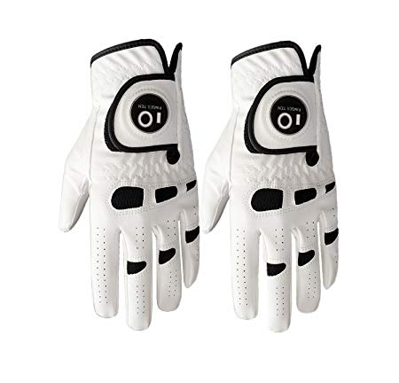 Men’s Golf Glove Left Hand Right with Ball Marker Value 2 Pack, Weathersof Grip Soft Comfortable, Fit Size Small Medium ML Large XL