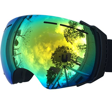 ZIONOR iSki 3X Ski Goggles for Amateur Avid Professional with Anti-fog UV400 Protection PC Oversize Dual-layer Lens TPU Frame Helmet Compatible for Ski Snowboard Skate Adult Men and Women