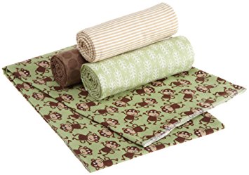 Carter's 4 Pack Wrap Me Up Receiving Blanket, Monkey (Discontinued by Manufacturer)