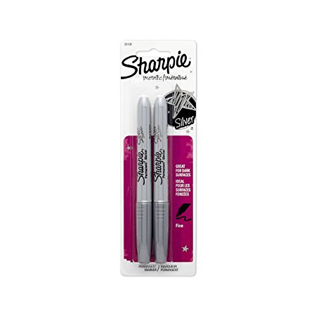 Sharpie Metallic Permanent Markers, Fine Point, Silver,  2-Count