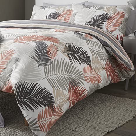 Fusion - Tropical - Easy Care Duvet Cover Set - King Bed Size in Copper