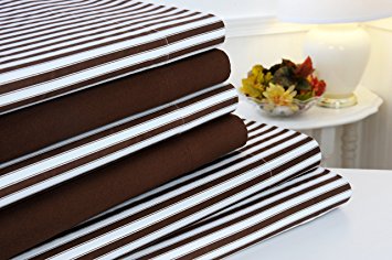 Bamboo Touch - 6pc Bed Sheet Set - Wrinkle Free - Deep Pockets (Queen, Brown)