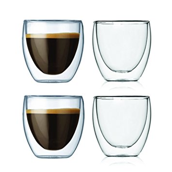 TEASOL 8oz Crystal Clear Double Wall Glass Cup - Insulated/thermal and Stylish Drinking Glasses - Keeps Drink Hot or Cold - Set of 4