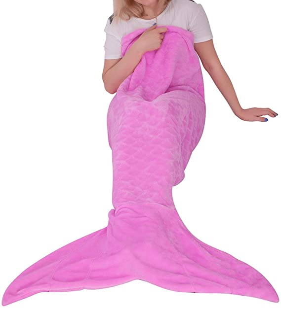 Softan Mermaid Tail Blanket for Teens Adults,Plush Soft Flannel Fleece All Seasons Sleeping Blanket Bag,Plain Fish Scale Design Snuggle Blanket,Best Gifts for Women,25”×60”