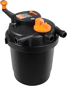 VEVOR CPF-2500 Bio, 1600 Gallons, with 13W UV-C Light, 1580 GPH, Pressurized Biological Pond Filter System Filtration Equipment for Fountain Pool, Koi Fish Aquarium Tank Garden Water, black