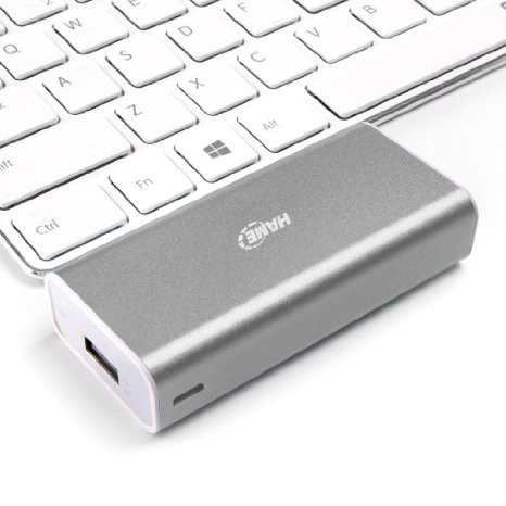 Power Bank HAME 5000mAh T2 Portable Compact Mini External Battery with Smart Charger Technology for iPhone 6s Plus 5S 5C iPad Air 2 Mini 3 Samsung Galaxy S6 S5 S4 Note 4 3 HTC One M9 Silver