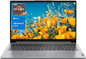 Lenovo IdeaPad 1 Laptop, 15.6" FHD Display, AMD Ryzen 5 Hexa-core Processor(Beat i5-1035G7), 16GB RAM, 1TB SSD, Wi-Fi, Numeric Keypad, Webcam, Windows 11 Home, Grey