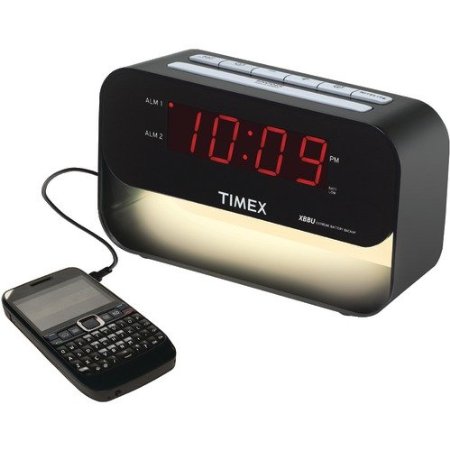 Timex Decorative XBBU Dual Alarm Clock with USB Charging and Night Light Black