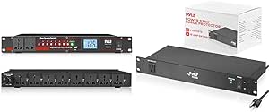 Pyle 10 Outlet 2000W Power Sequencer Rack Mount Pro Audio Supply Controller with PDU Power Strip Surge Protector