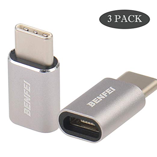 USB-C to Micro USB Adapter, Benfei 3 Pack USB C to Micro USB Adapter Male to Female Compatible with MacBook 2018 2017 2016, Samsung Galaxy Note 8, Galaxy S8 S8  S9, Google Pixel, Nexus, and More