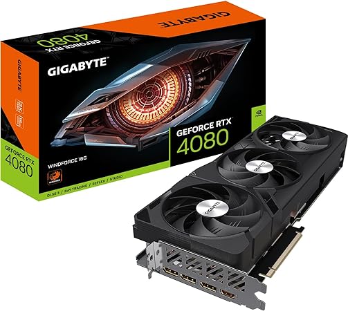 Gigabyte NVIDIA GeForce RTX 4080 WINDFORCE Graphics Card - 16GB GDDR6X, 256-bit, PCI-E 4.0, 2505MHz Core Clock, 3x DP 1.4, 1x HDMI 2.1a, NVIDIA DLSS 3 - GV-N4080WF3-16GD