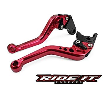RIDE IT PT-GROM Adjustable short Brake and Clutch Levers for Honda GROM 2014 2015 2016 2017 2018,Honda Monkey 125 2018 2019-Red