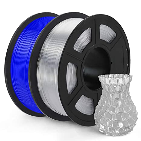 SUNLU PETG 3D Printer Filament, PETG Filament 1.75mm Dimensional Accuracy  /- 0.02 mm, 2 kg Spool, PETG Blue Transparent…