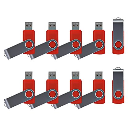 Enfain 10 Pack 4 GB USB Flash Drive Red