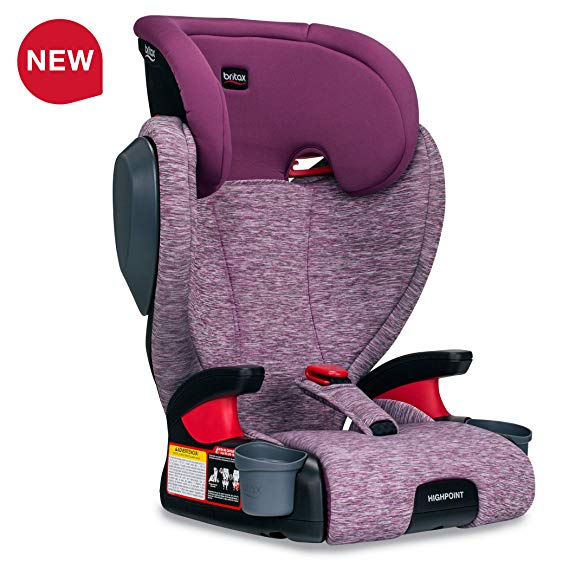 Britax USA Highpoint 2-Stage Belt-Positioning Booster Car Seat - Highback and Backless - 3 Layer Impact Protection - 40 to 120 Pounds, Mulberry